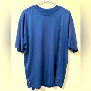 Nike XL Blue Dri Fit Classic Swoosh Logo Short Sleeve Shirt